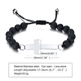 Stainless Steel Cross Urn Beaded Bracelet for Men