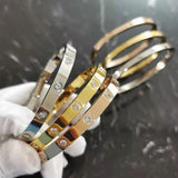 Stainless Steel Cross Zircon 6mmCuff Bracelet Jewelry For Women