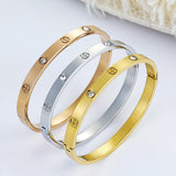 Stainless Steel Cross Zircon 6mmCuff Bracelet Jewelry For Women