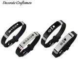 Crown Her King His Queen Silicone Couple Bracelet Bangle Unisex Lover Bracelets