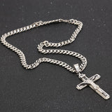 Stainless Steel Jesus Cross Necklace Multilayer Crucifix Pendant