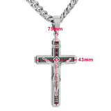 Stainless Steel Jesus Cross Necklace Multilayer Crucifix Pendant