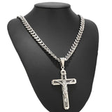 Stainless Steel Jesus Cross Necklace Multilayer Crucifix Pendant