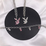 Crystal Choker Necklace with Rabbit Pendant
