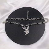 Crystal Choker Necklace with Rabbit Pendant