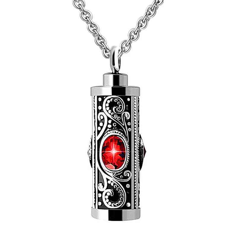 Crystal Cremation Urn Necklace for Ashes Stainless Steel Keepsake Jewelry