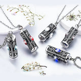 Crystal Cremation Urn Necklace for Ashes Stainless Steel Keepsake Jewelry