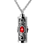 Crystal Cremation Urn Necklace for Ashes Stainless Steel Keepsake Jewelry