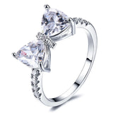 Stainless Steel Butterfly Crystal Gemstone Ring for Women