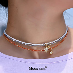 Stainless Steel Crystal Necklace Ice Beads Choker Jewelry Collier Femme