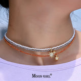 Stainless Steel Crystal Necklace Ice Beads Choker Jewelry Collier Femme