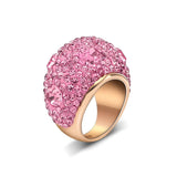 Stainless Steel Crystal Rings Women Wedding Promise Bridal Gift Size 6-9