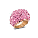 Stainless Steel Crystal Rings Women Wedding Promise Bridal Gift Size 6-9
