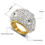 Stainless Steel Crystal Rings Women Wedding Promise Bridal Gift Size 6-9