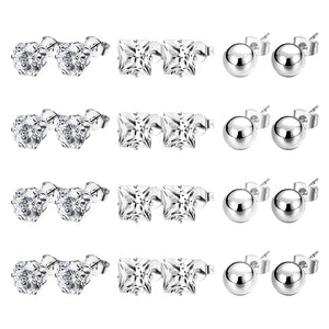 Stainless Steel Crystal Stud Earrings For Men Women