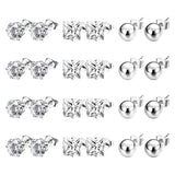 Stainless Steel Crystal Stud Earrings For Men Women