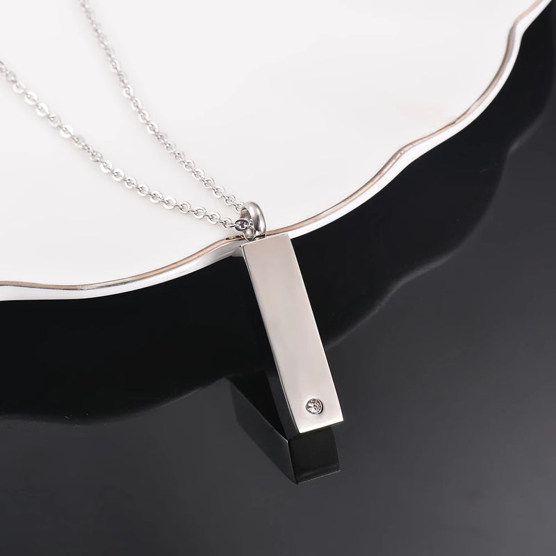 Stainless Steel Crystal Pet Necklace Pendant Ashes Urn Cremation Pendant