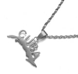 Stainless Steel Cuba Map Flag Pendant Necklace