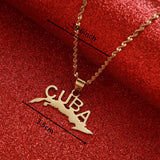 Cuba Map Pendant Necklaces Women Chain Jewelry