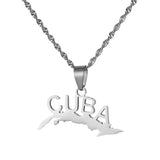 Cuba Map Pendant Necklaces Women Chain Jewelry