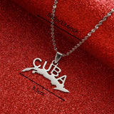 Cuba Map Pendant Necklaces Women Chain Jewelry