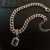 Stainless Steel Cuban Link Chain Bracelets with LUCKY Charm - KAH261