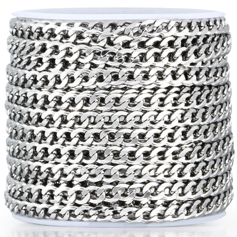 Stainless Steel Cuban Link Chain DIY Jewelry Making Men Women Necklace Bracelet