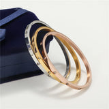 Stainless Steel CZ Cuff Bangles for Women Plated Bracelet