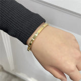 Stainless Steel CZ Cuff Bangles for Women Plated Bracelet