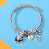 Stainless Steel Cuff Bracelet Elephant Charm Bangle
