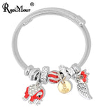 Stainless Steel Cuff Bracelet Elephant Charm Bangle