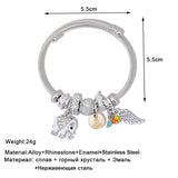 Stainless Steel Cuff Bracelet Elephant Charm Bangle