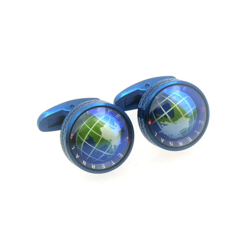 Stainless Steel Rotating Earth Cufflinks