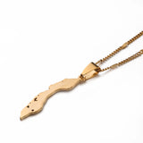 Stainless Steel Curacao Map Pendant Necklace