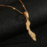 Stainless Steel Curacao Map Pendant Necklace