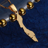 Stainless Steel Curacao Map Pendant Necklace