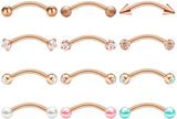Stainless Steel Curved Barbell Earrings Eyebrow Opal Pearl