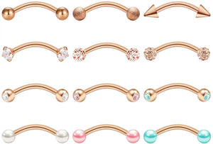 Stainless Steel Curved Barbell Earrings Eyebrow Opal Pearl