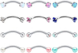 Stainless Steel Curved Barbell Earrings Eyebrow Opal Pearl