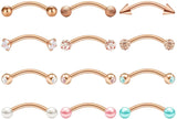 Stainless Steel Curved Barbell Earrings Eyebrow Opal Pearl
