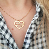 Personalized Name Heart Necklace Stainless Steel Box Chain