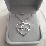 Personalized Name Heart Necklace Stainless Steel Box Chain