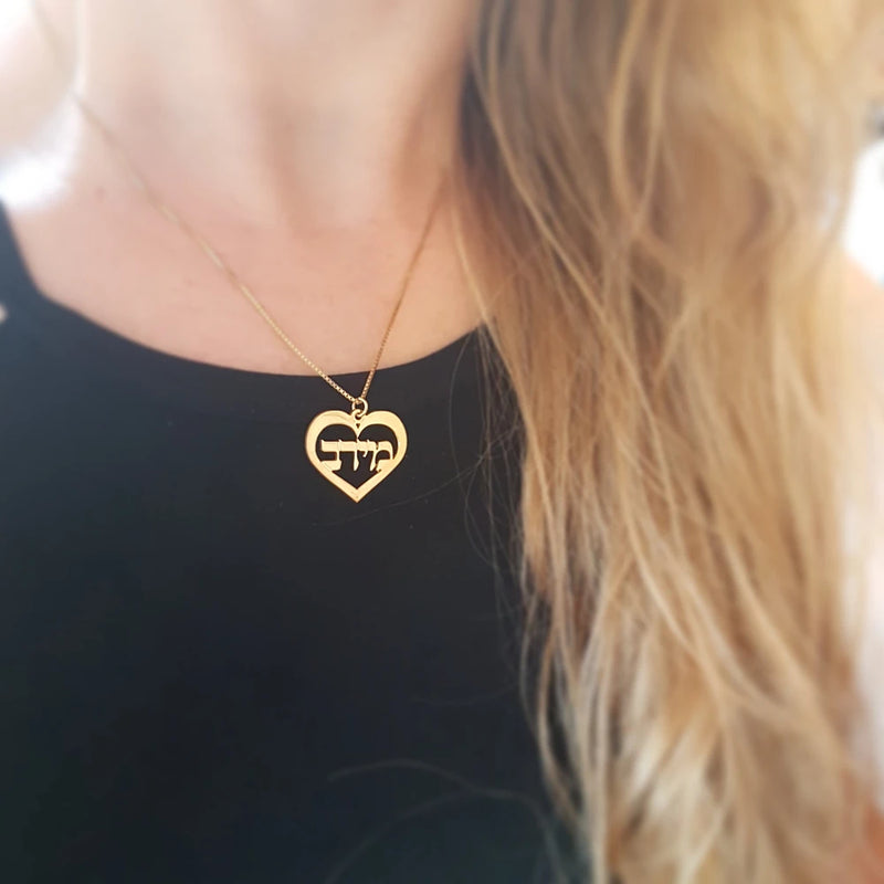 Custom Name Heart Necklace Stainless Steel Pendant