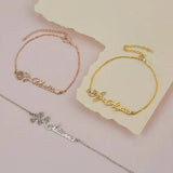 Stainless Steel Birth Month Flower Name Bracelet Pendant