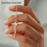 Stainless Steel Birth Month Flower Name Bracelet Pendant