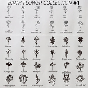 Stainless Steel Birth Month Flower Name Necklace Pendant Personalized