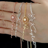 Stainless Steel Birth Month Flower Name Necklace Pendant Personalized