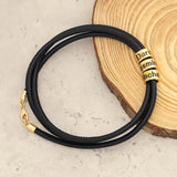 Personalized Name Stainless Steel Leather Bracelet for Men