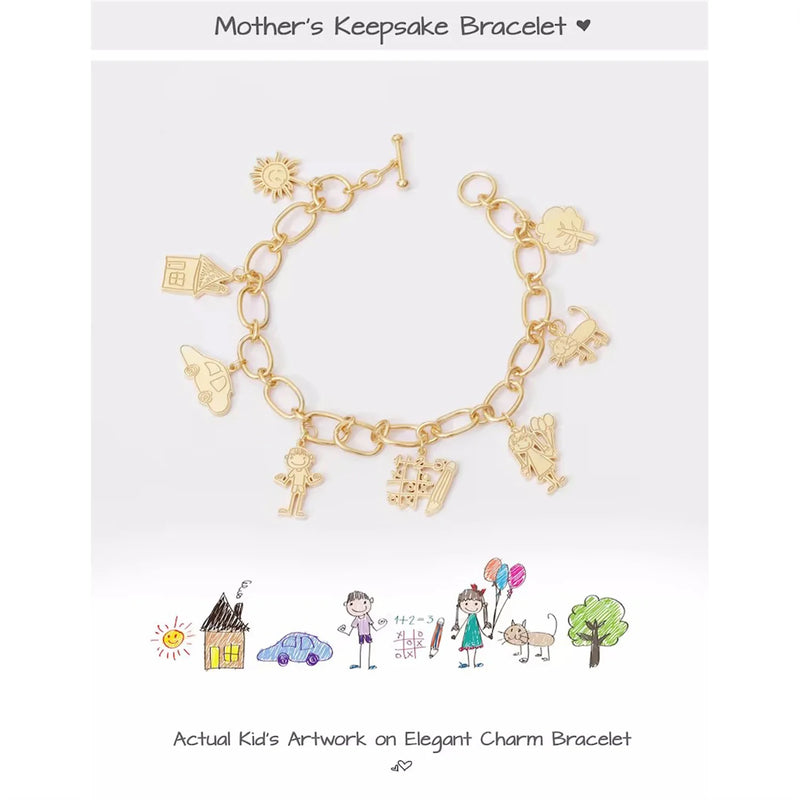 Children Artwork Bracelet with Engraved Name - Mother's Gift