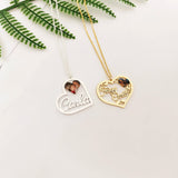 Stainless Steel Colorful Nameplate Necklace Heart Pendant Jewelry